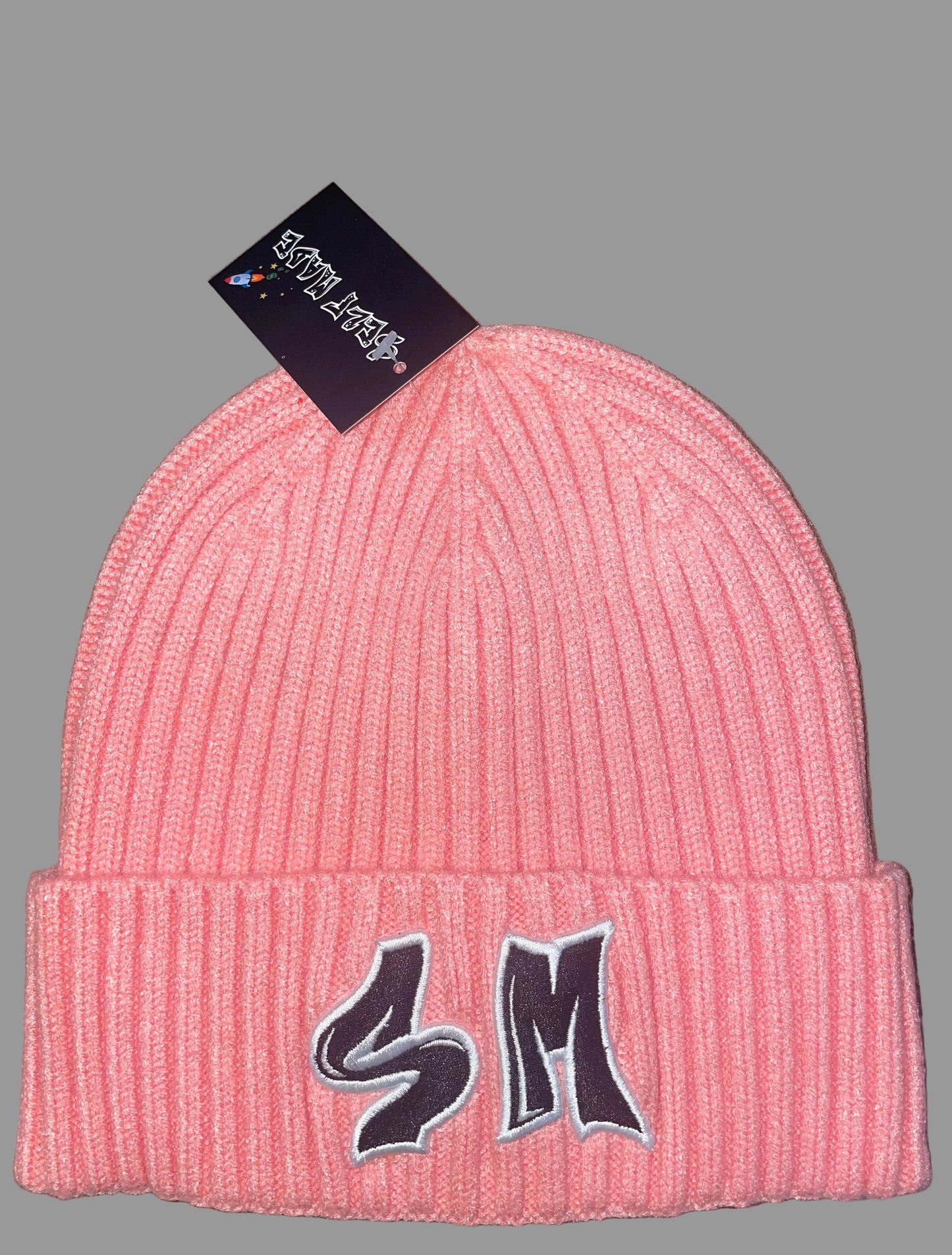 Self Made75 Pink Short Skull Cuff Knit Beanie