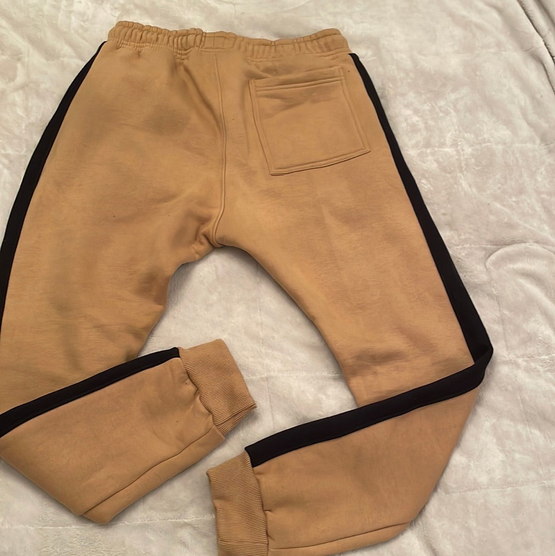 Khaki Self Made embroidery sweatsuit set