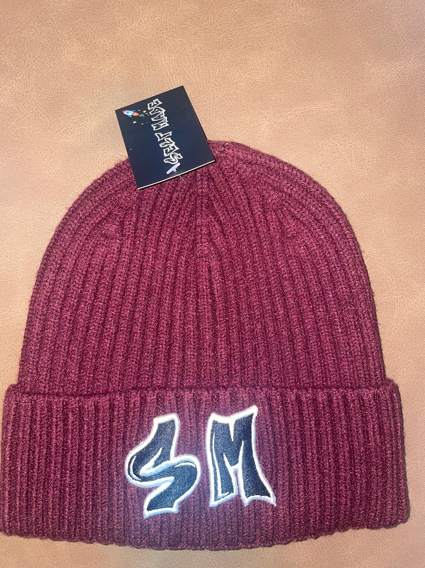 Self Made75 Burgundy Short Skull Cuff Knit Beanie