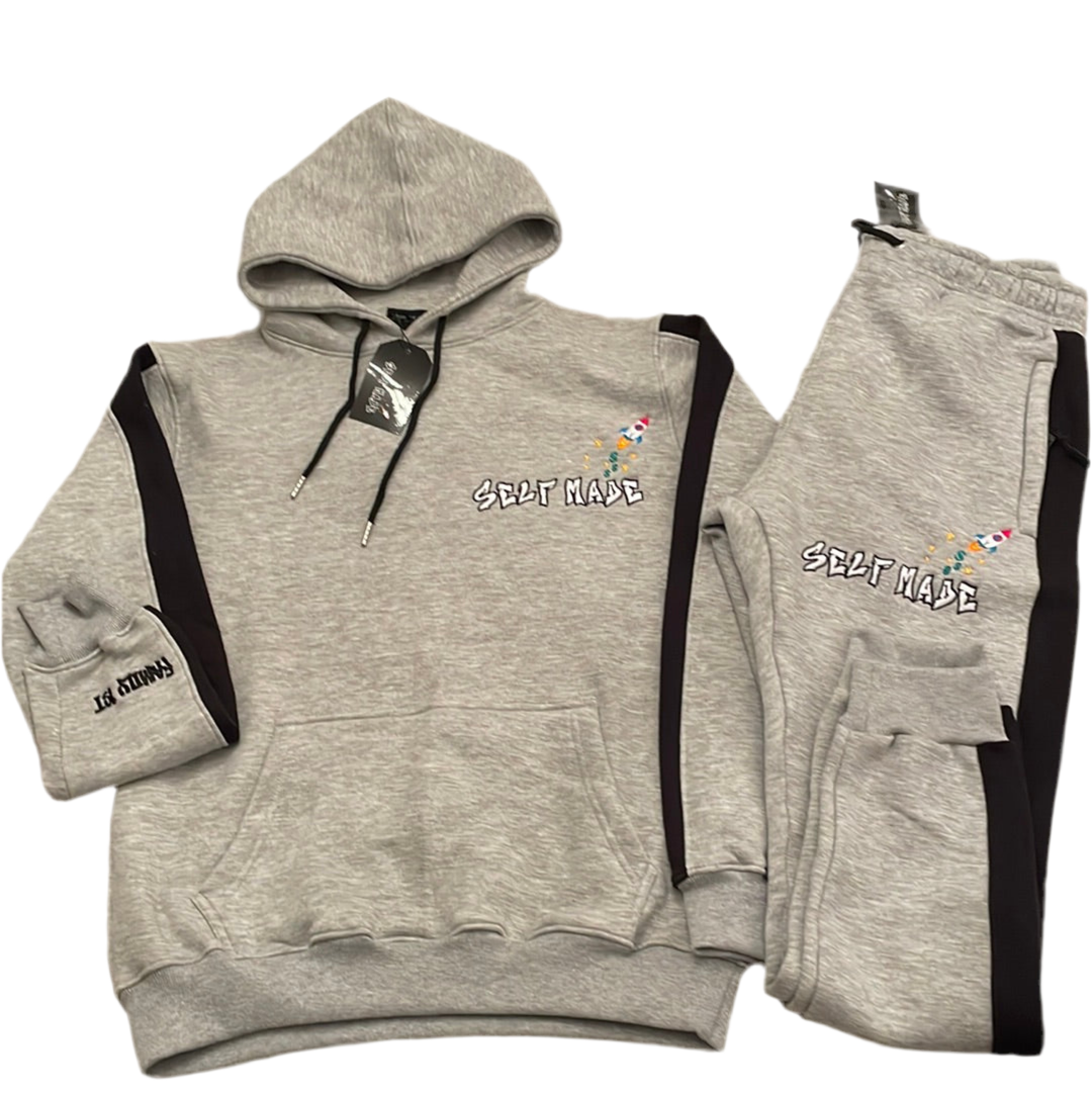 Light grey Self Made embroidery sweatsuit set – Self Made 75 Light grey Self Made embroidery sweatsuit set – Self Made 75