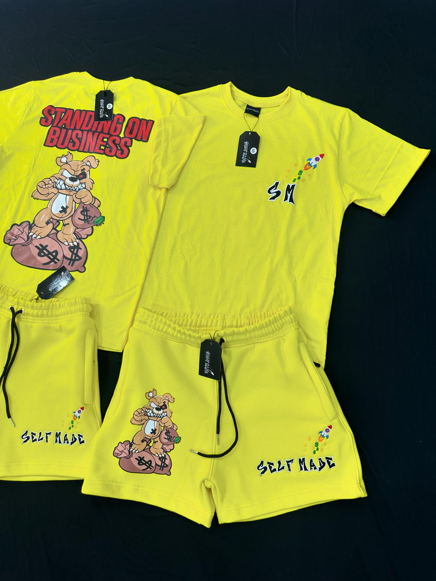 Yellow Self Made SOB short set