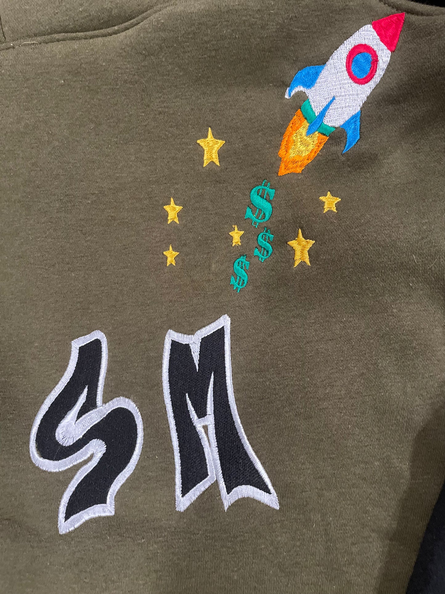 Olive green Self Made embroidery sweatsuit set