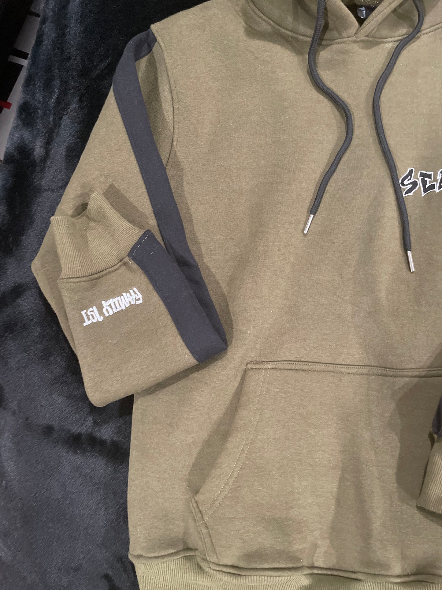Olive green Self Made embroidery sweatsuit set