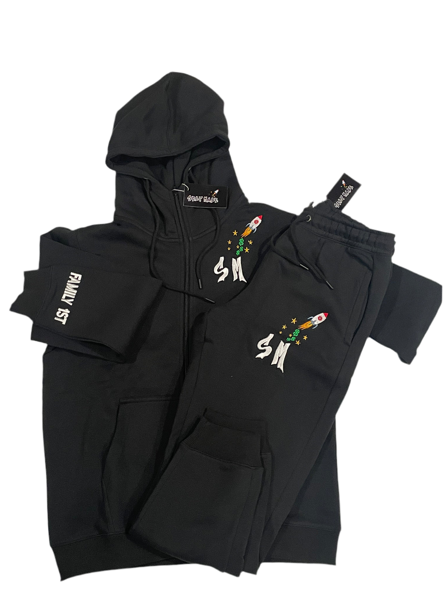 Black Self Made SMU classic tech sweatsuit
