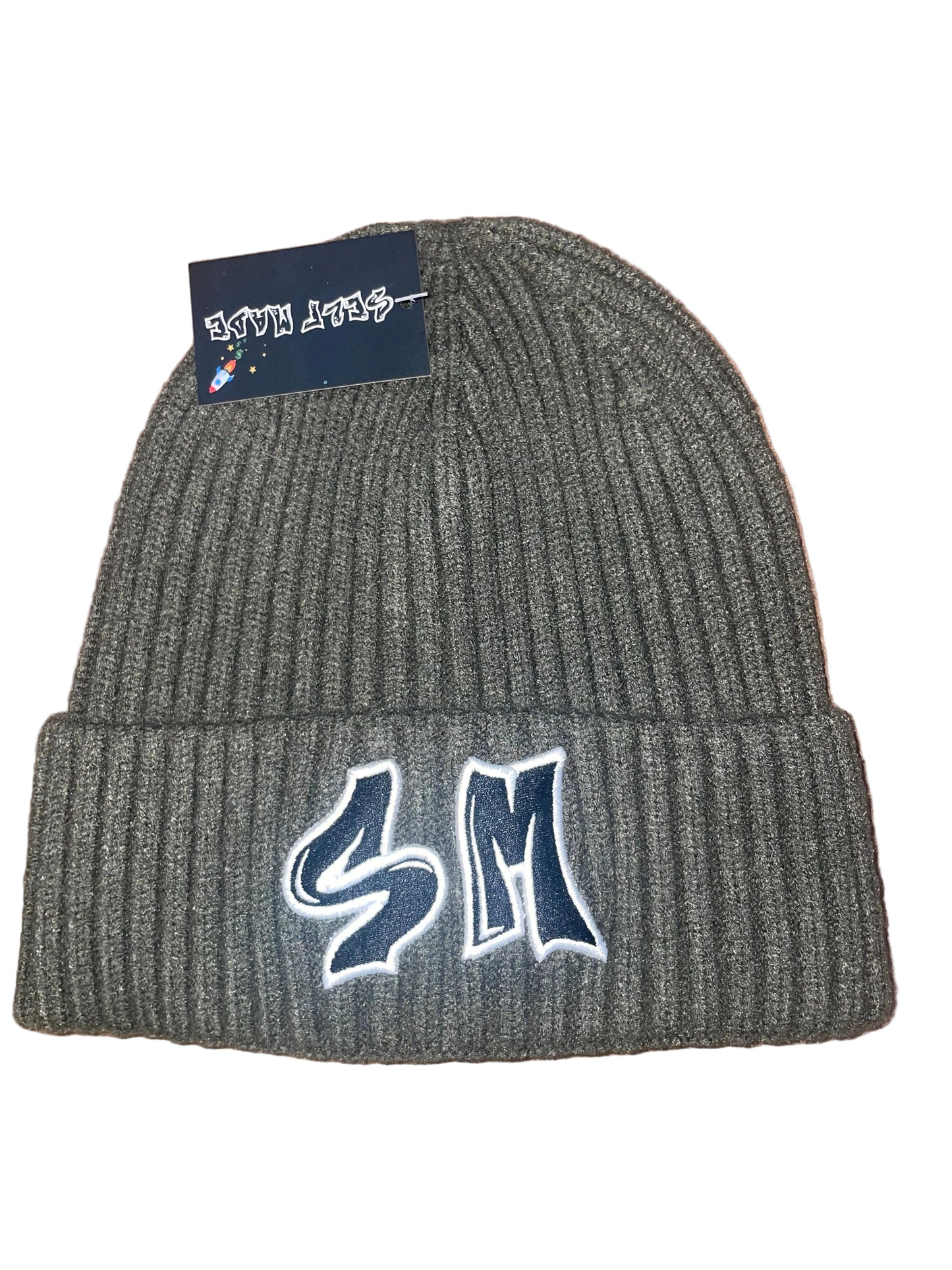 Self Made75 Army Green Short Skull Cuff Knit Beanie