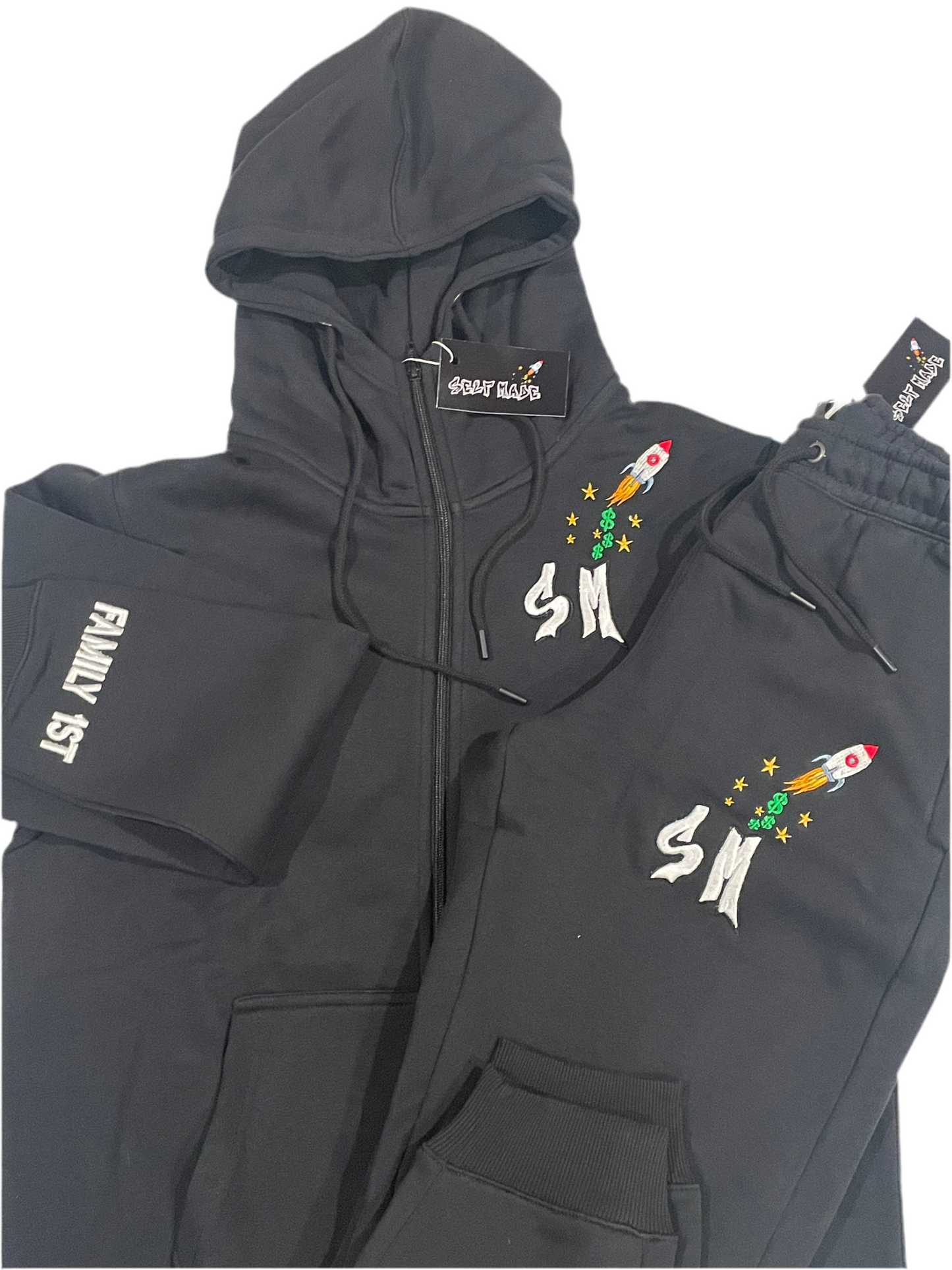 Black Self Made SMU classic tech sweatsuit