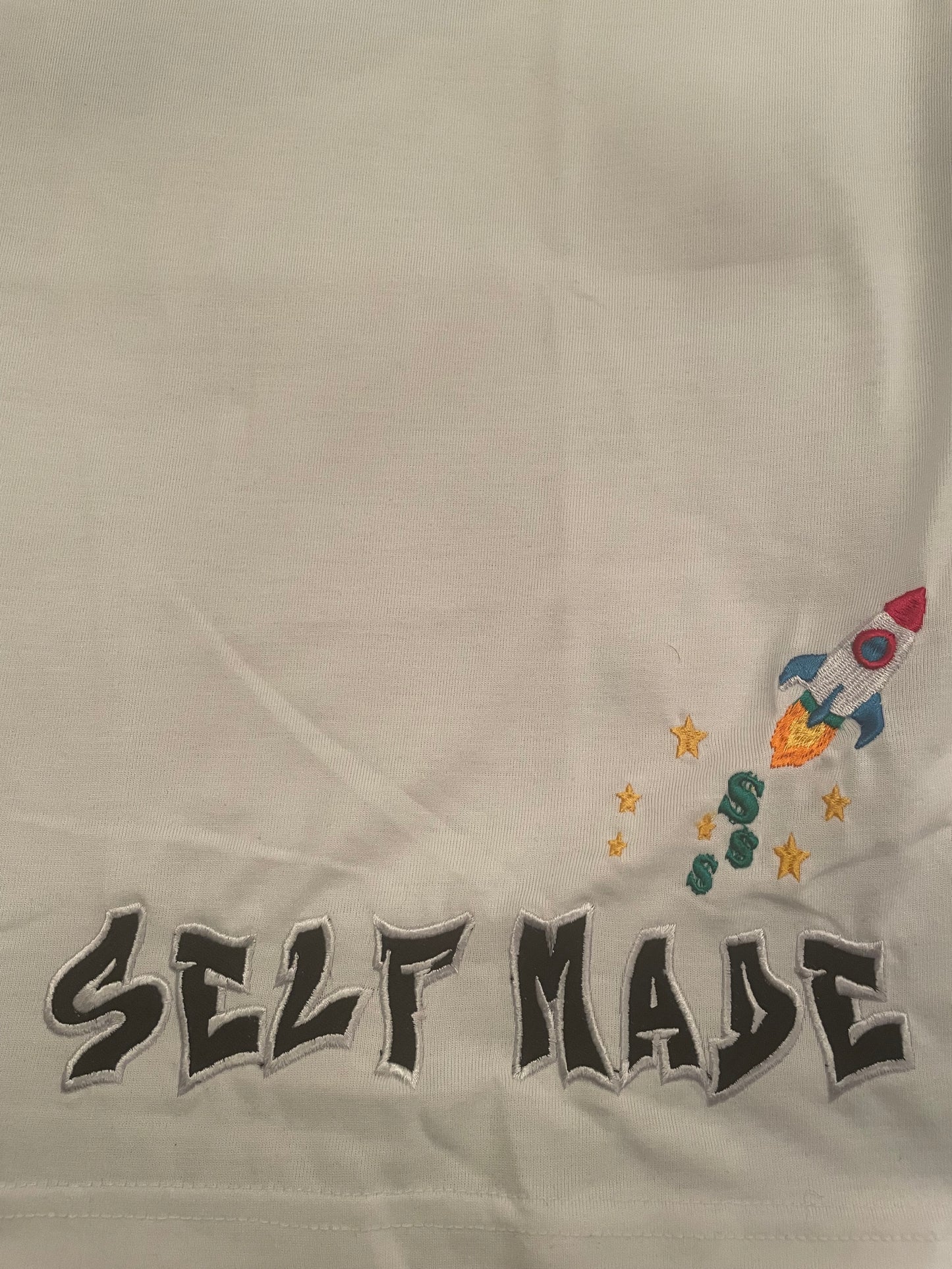 White Self Made Rocket Logo Tshirt